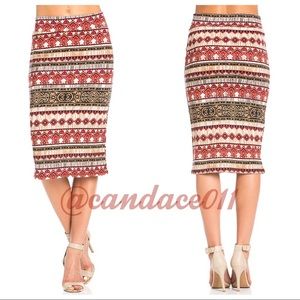 Damask Print Pencil Skirt